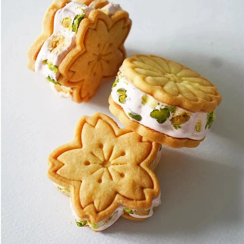 Cherry Blossom Flowers Shape Cookie Cutter Stamp Cute Pressable Biscuit Mold Confectionery Cookie Kitchen Baking Pastry Tools - view 3