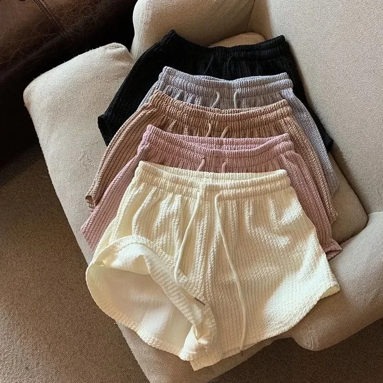 Calça Yoga feminina de cintura alta, shorts pretos, bolso casual elásticos, roupas femininas soltas de verão, calça doméstica, troncos, alta qualidade