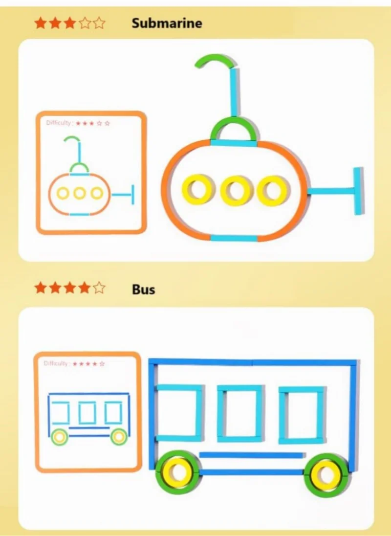 Sensorische Stöcke und Ringe, Form-/Buchstaben-Puzzle, Bauset, Kartenmuster, passende Blöcke, logisches pädagogisches STEM-Familienspiel