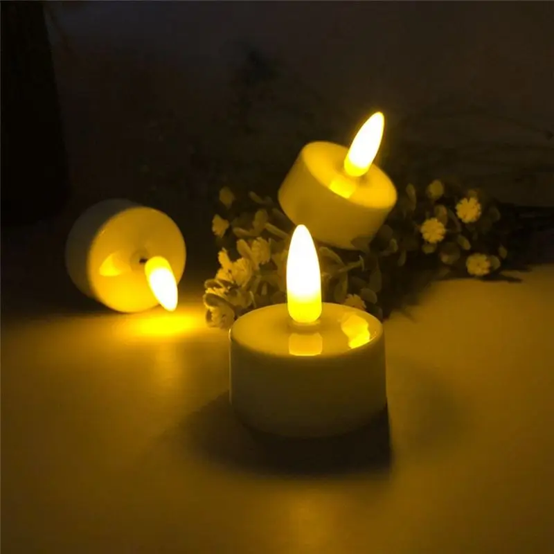 DT39 LED Flameless Candle Light Battery Operated 6PCS Halloween Christmas Party Decor White LED Candles for Wedding Home
