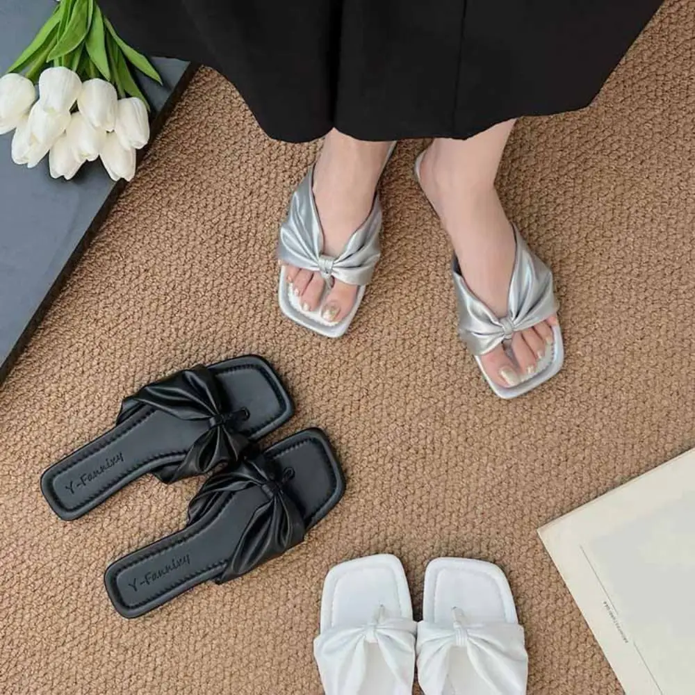 الحلو بولي Bow القوس بحر الوجه يتخبط لينة وحيد المضادة للانزلاق كليب تو الوجه يتخبط أحذية الحلو نعال مسطحة المرأة الصيف #2