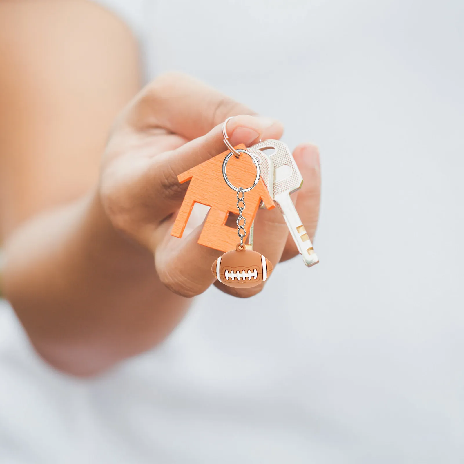 12Pcs Rugby Keychain Soft Plastic Sports Key Holder Ring Keychain Decor Birthday Gift Bag Hanging Decor Favors