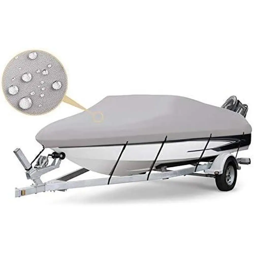 

Boat Cover PU Dinghy Speedboat Fish Ski Waterproof Tarpaulin Motorboat Dust Covers 136''-145'' PWC Cover Silver Boat Protection
