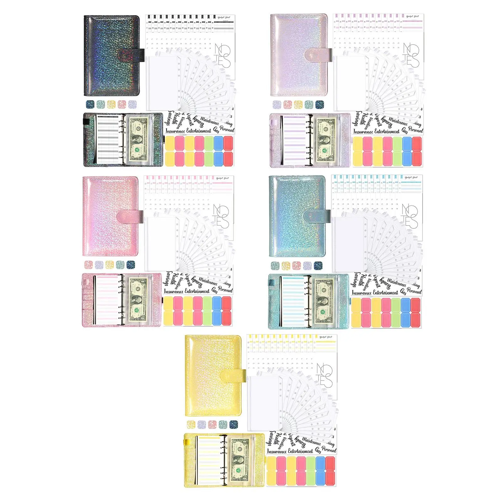 A6 Budget Binder Planner PVC Transparent Pockets for Money Budget Saving