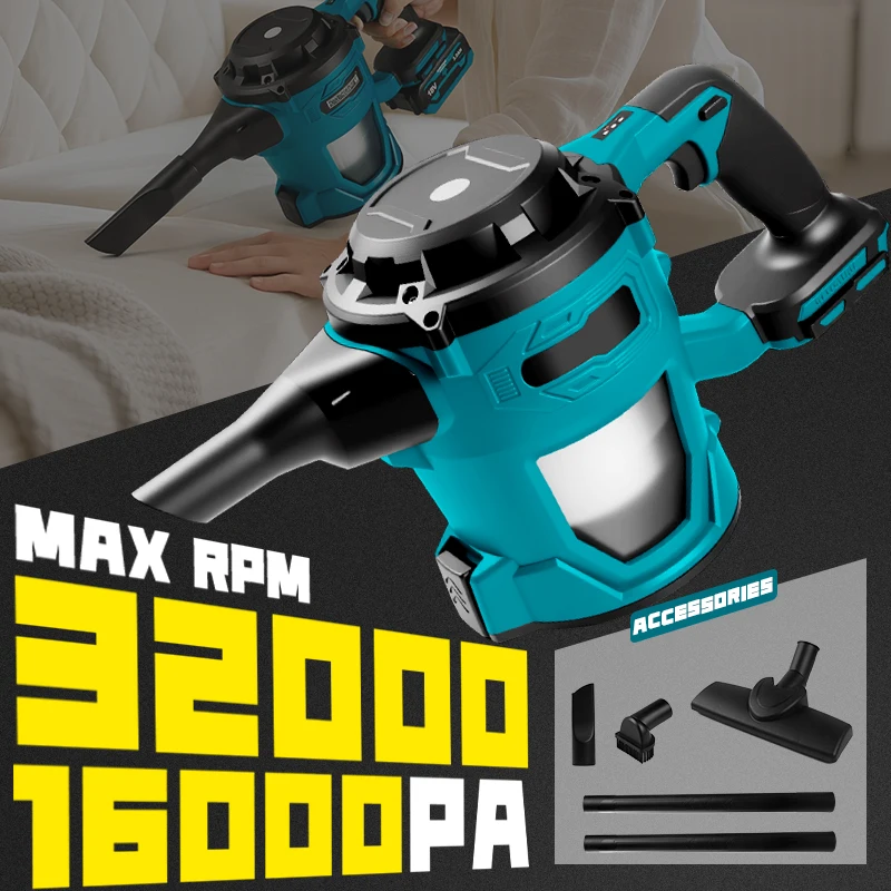 16000PA Big Suction Brushless Electric Vacuum Cleaner Dry/Wet Dust Collector Floor Carpet For Makita 18V Battery Pin ﻿