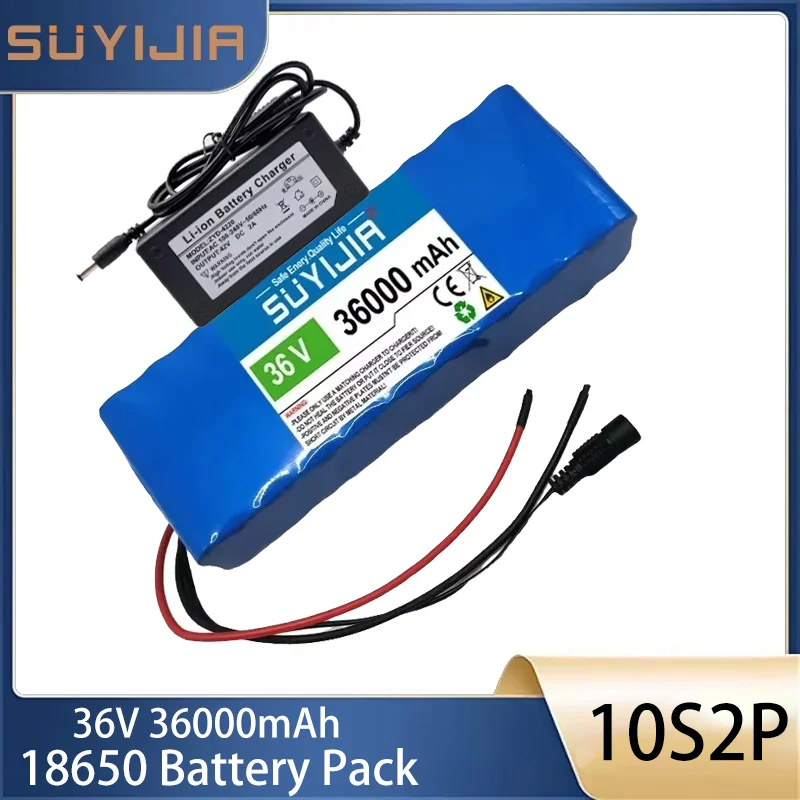 10S2P 36V 7000mAh Battery Pack 18650 Rechargeable Li-ion Battery Twist Car Scooter Motorcycle Built-in BMS Board+42V 2A Charger