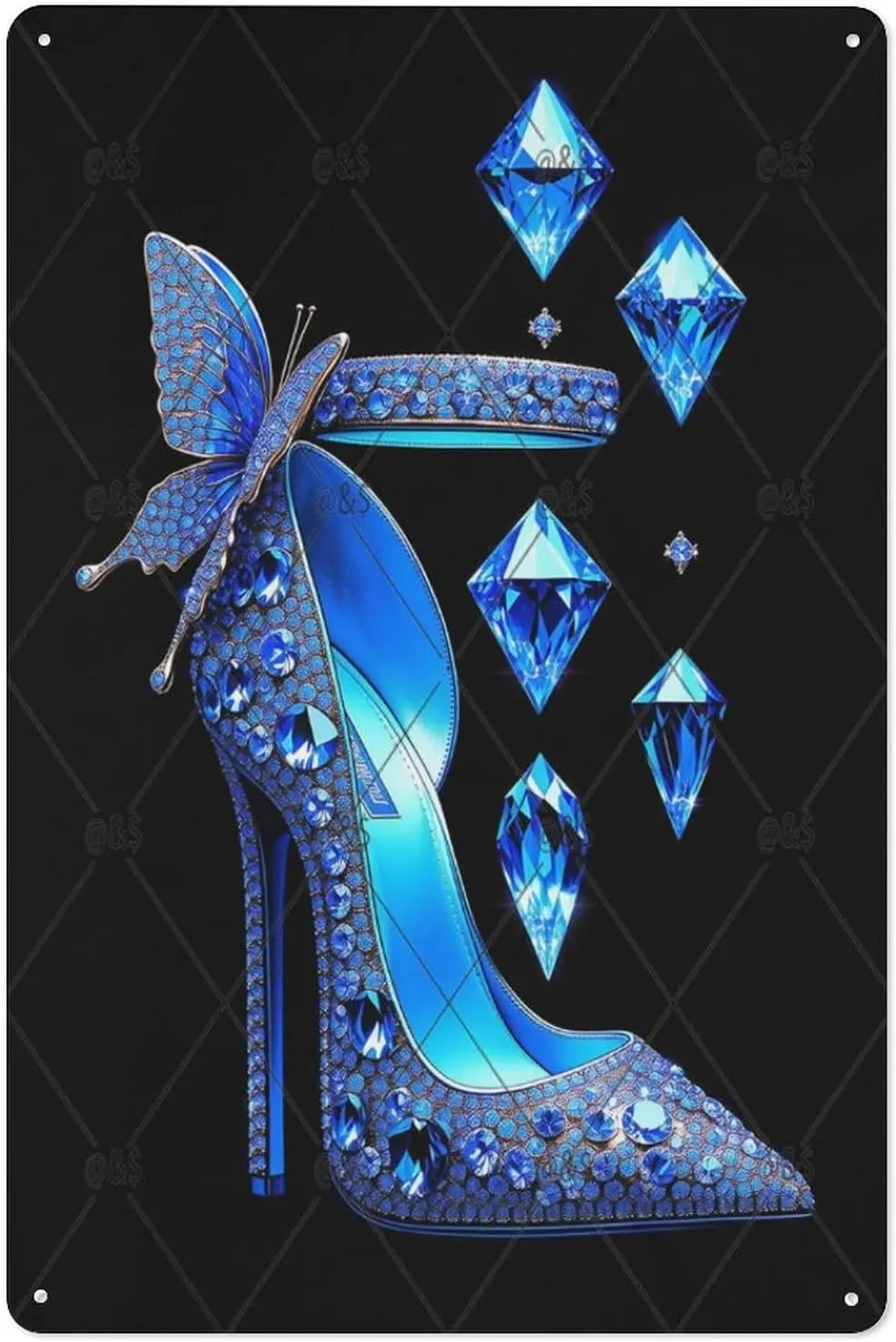 Metal Tin Sign 8 x 12 Inch,Sparkling High Heels Tin Signs Decor,Funny Metal Tin Signs for Man Cave,Metal Posters for Room Wall D