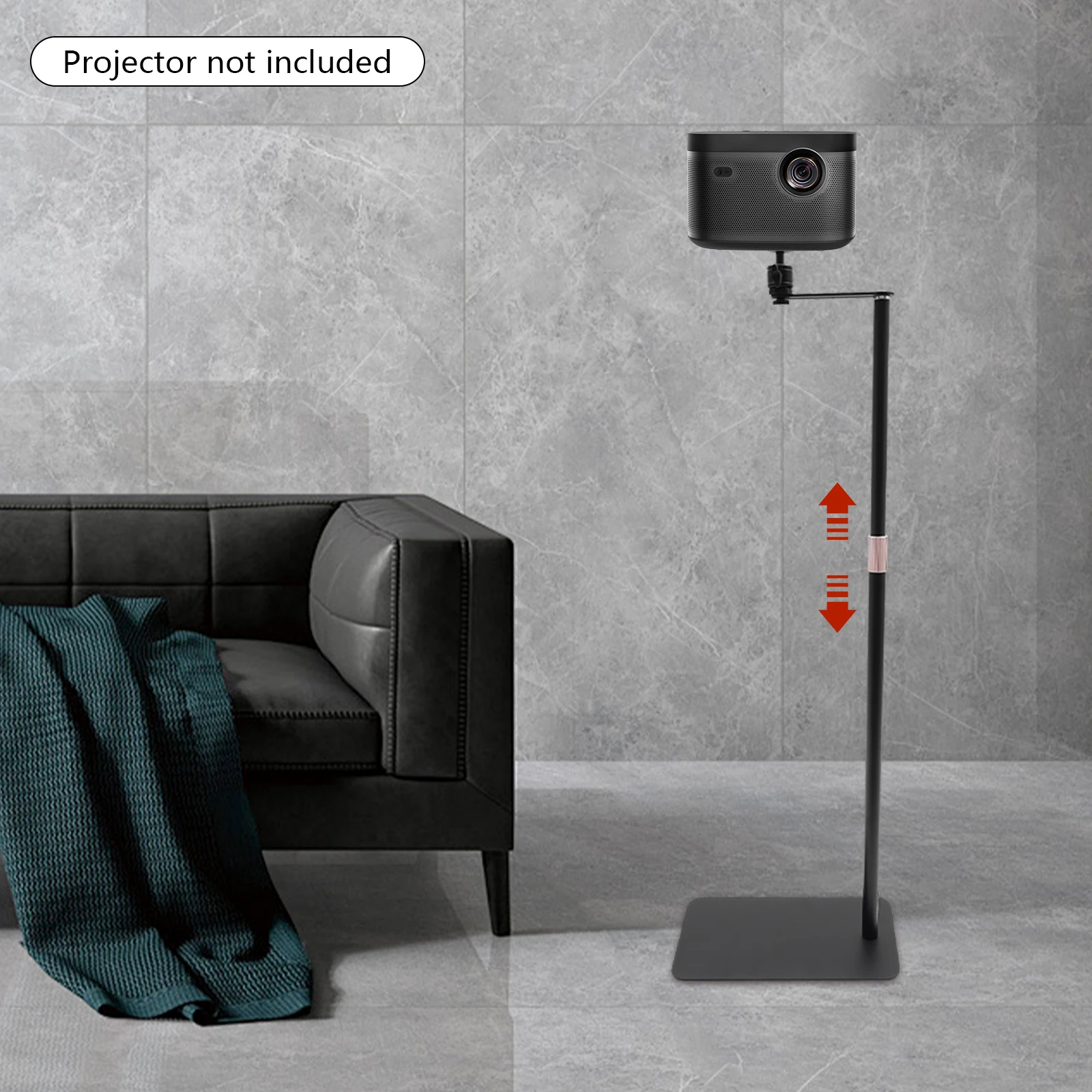 Black Carbon Steel Projector Stand,Adjustable Height Rectangular Projector Stand for most of the projectors with 1/4