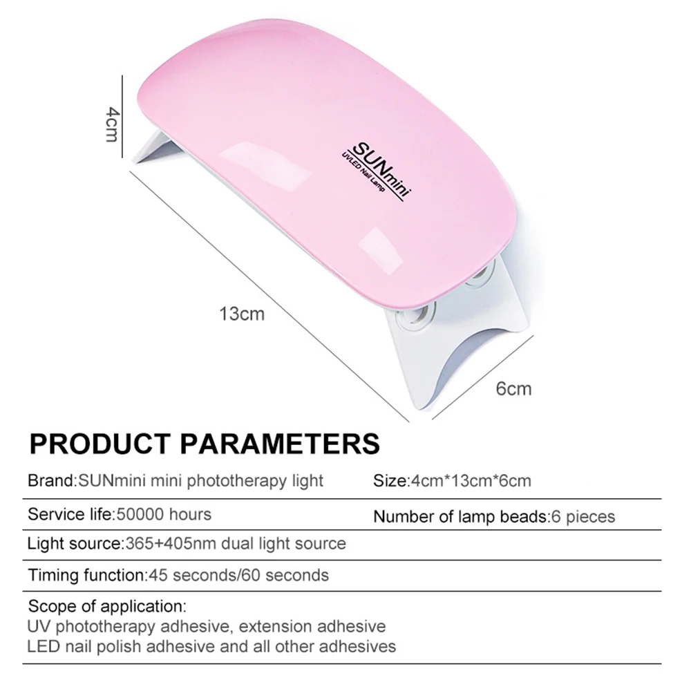 Mini UV LED Nail Lamp 6 LED Gel Nail Polish Dryer Convenient USB Interface Folding Design Manicure UV  Curing Light