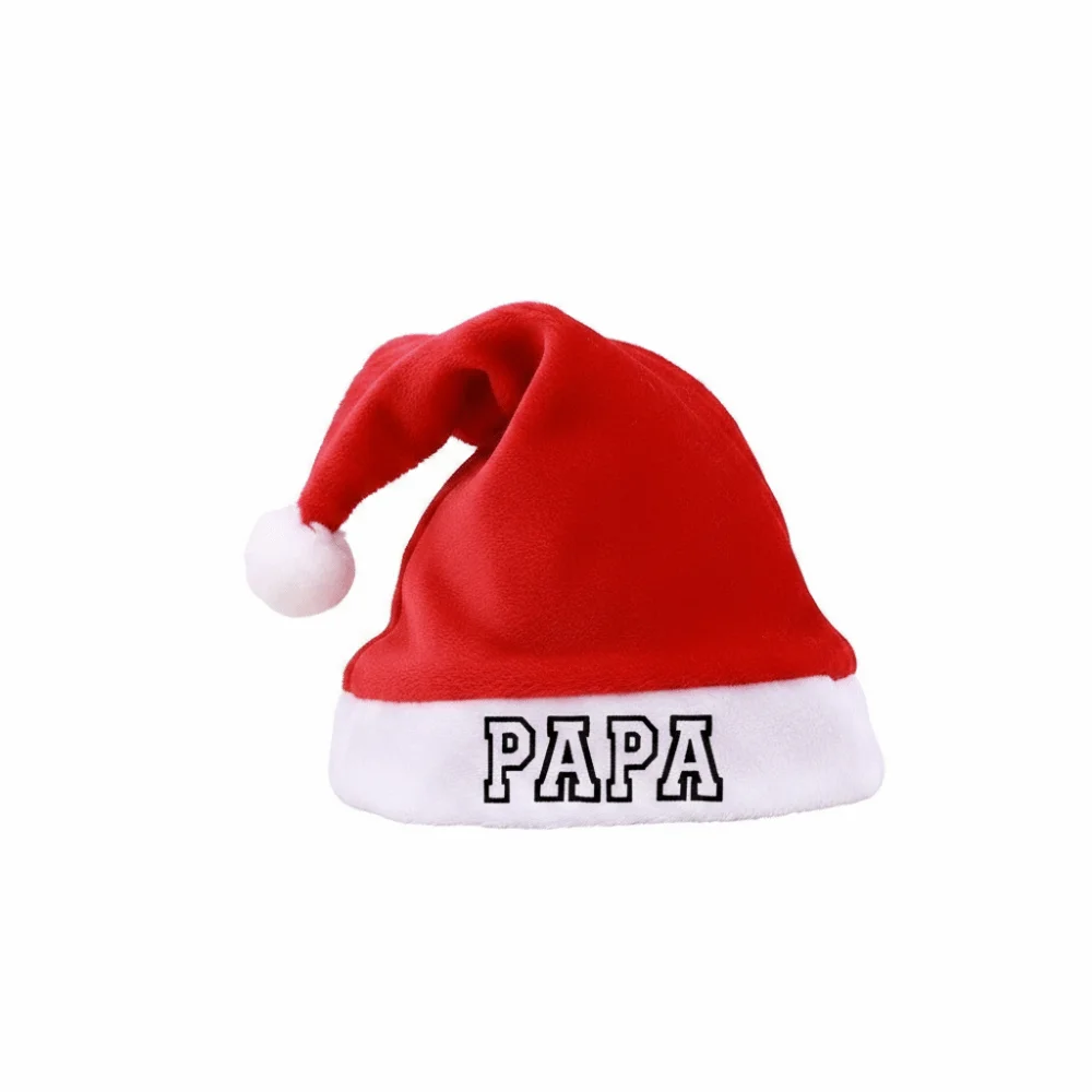Creative DAD MOM MINI Embroidered Family Matching Santa Hat Thick Soft Family Xmas Decor Hat Fluffy Santa Cap Home Decor