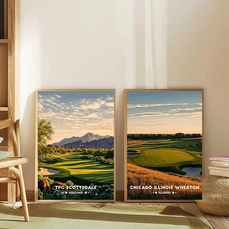 Golf Course Nordic Minimalist Sport Japan Spain England Travel Landscape Poster Canvas Painting Wall Art Home Decor