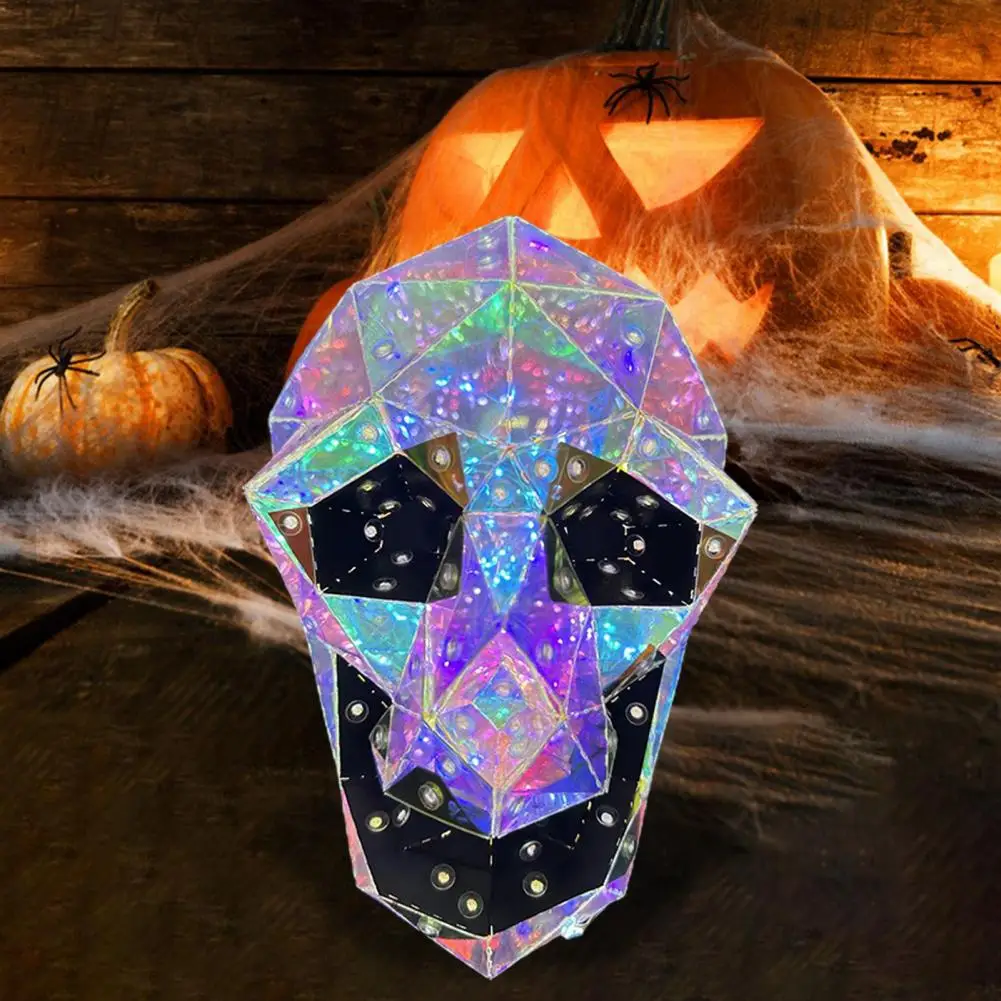 Mesmerizing Rainbow Led Light Skull Led Lights for Halloween Decor Prismatic Skull Night Light for Parties Desktop for Home