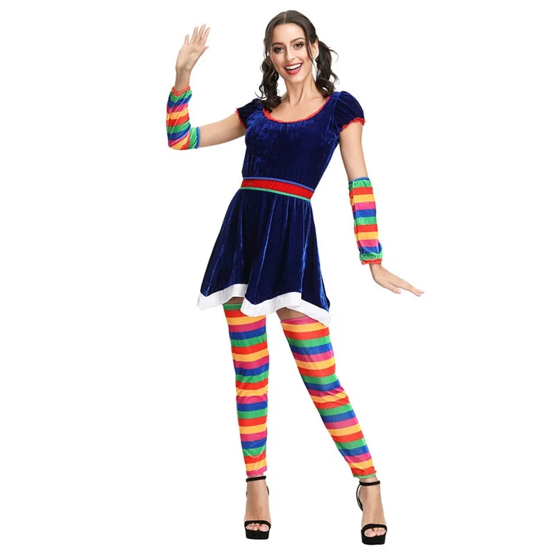 

Rainbow loween Clown Performance Costume Candy Dance Par ow Suit Ladies' Traditional Chinese Stage Outfit