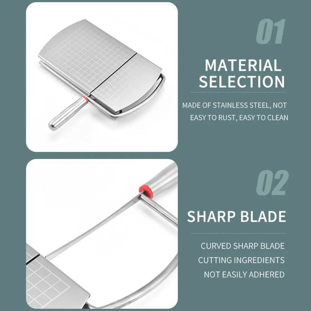Multi-functional Cheese Cutter Cheese Slicer with Grid Lines Stainless Steel Cheese Slicer Cutter Board with Precise for Block