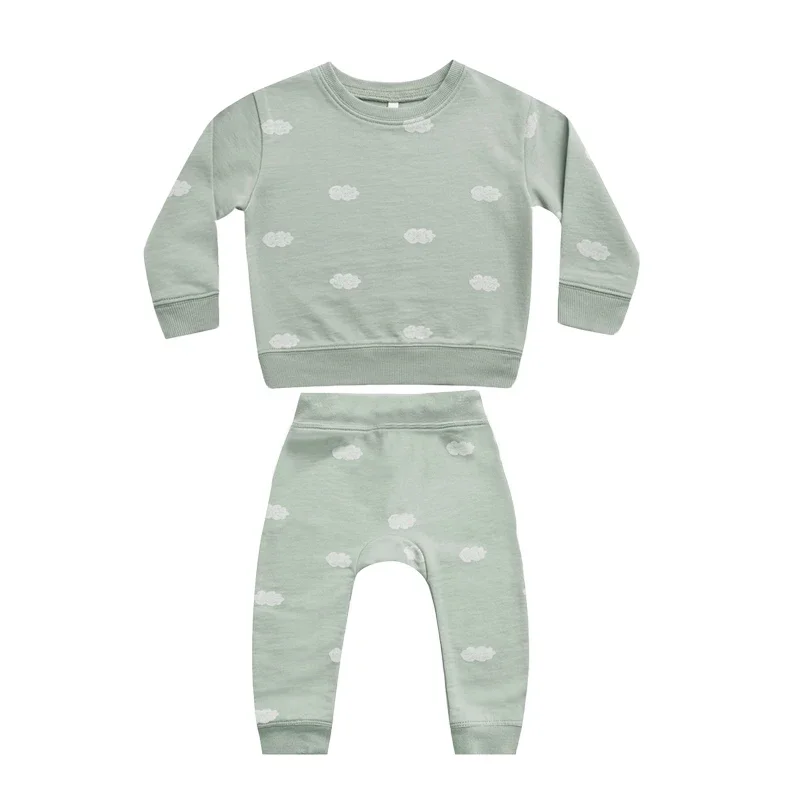 Cute Print Baby Sets Cotton Round Neck Long Sleeve Tops + Pants 2Pcs Newborn Girls Boys Clothes