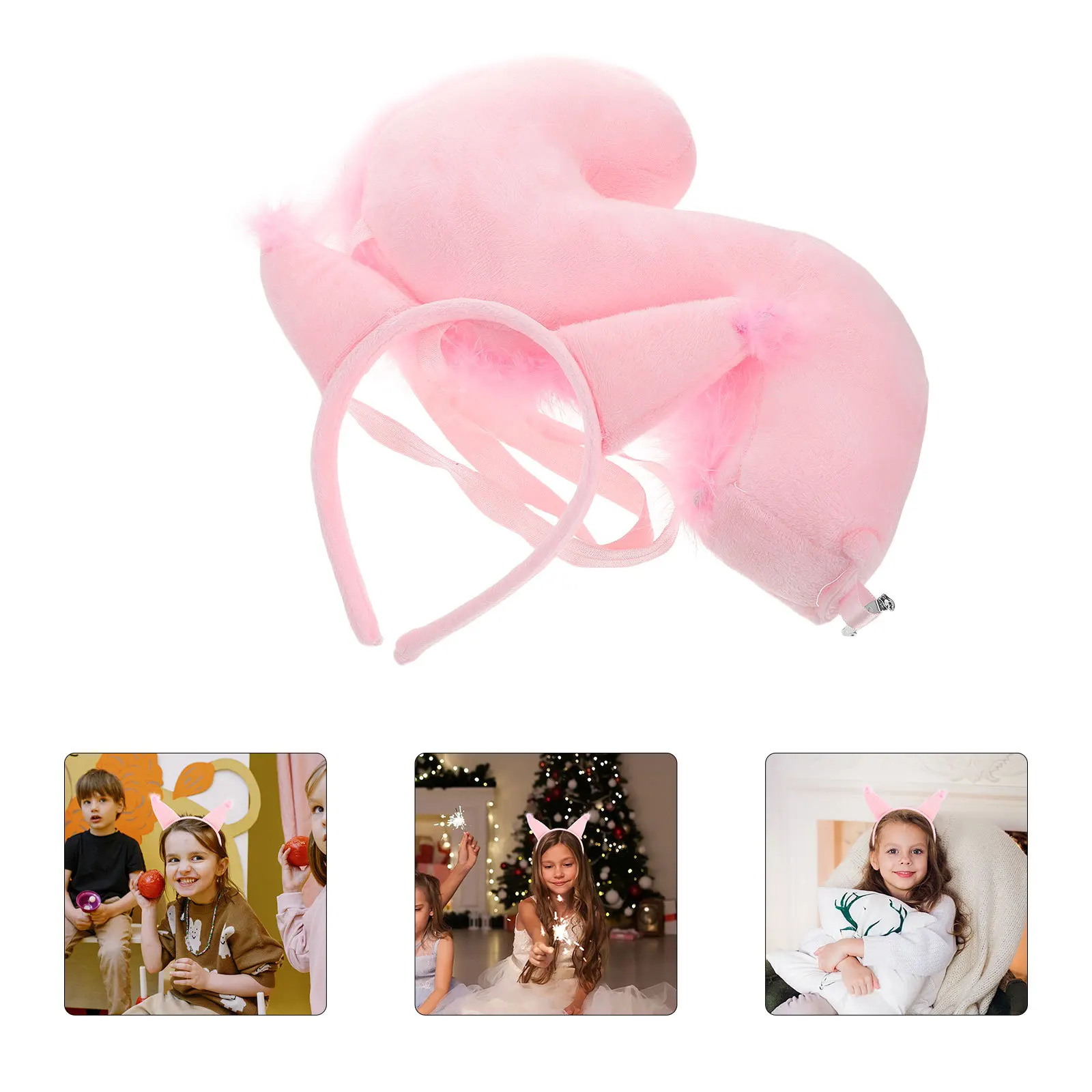 1 Juego de accesorios de disfraz de ardilla, diadema bonita con orejas, accesorio de cola para Halloween, Cosplay, cola de fiesta de animales peluda