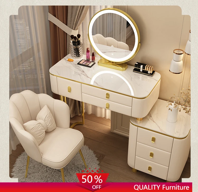 

С зеркалом, роскошный современный удобный для спальни, туалетный столик для макияжа, прическа, шкаф для спальни, пластиковый шкаф для хранения