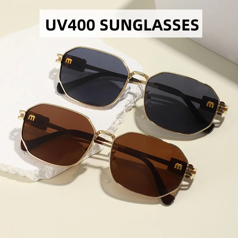 

Fashion Polygonal Sunglasses Retro Metal Frame UV Resistant Glasses Women's Fashion Street Photography Trend Versatile Eyewear