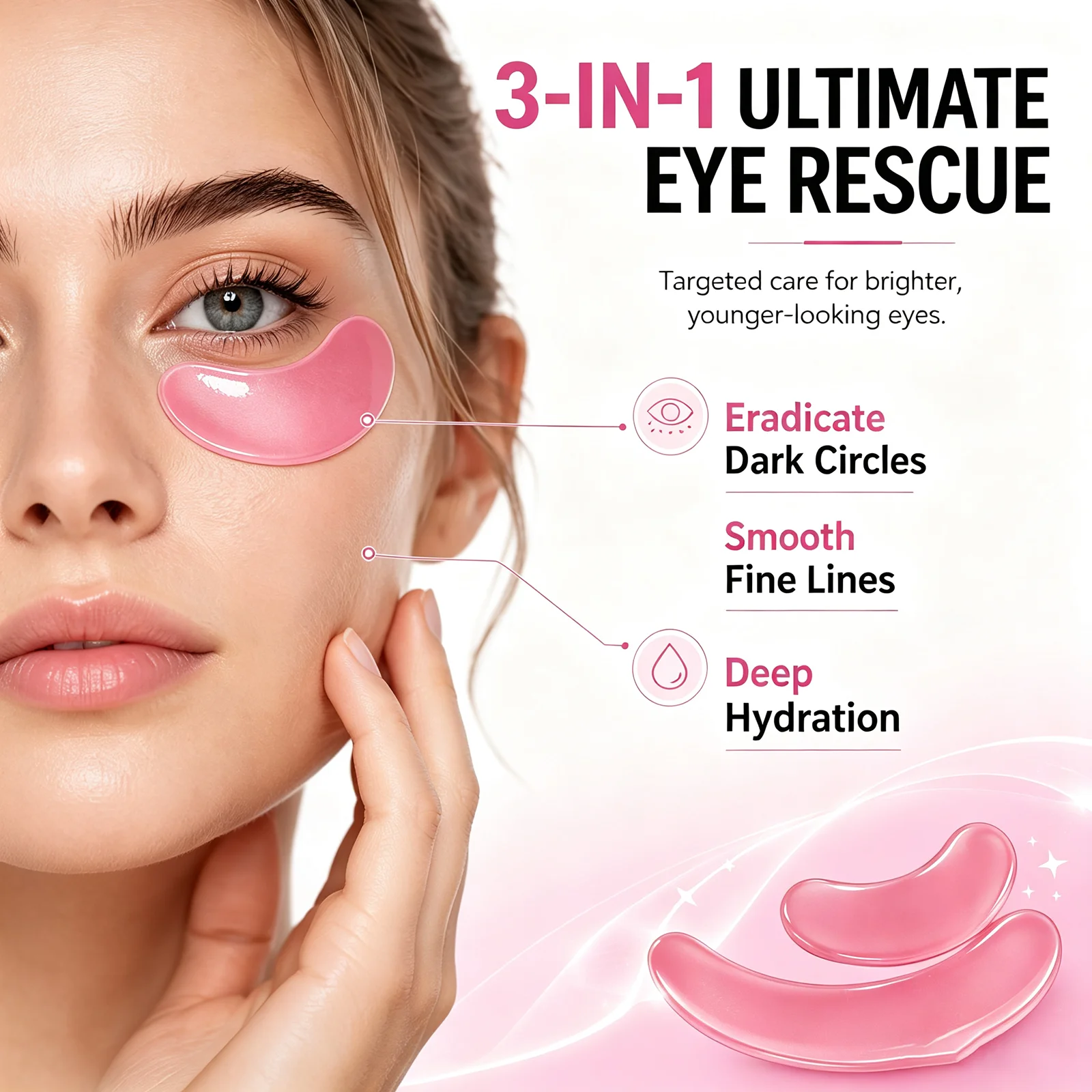 PDRN Pink Collagen Jelly Eye Mask Hydrating Moisturizing Firming Elastic Eye Pads Smooth Fine Lines Under Eye Skin Care