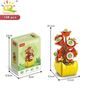 huiqibao moc 꽃 즙이 많은 화분에 화장한 모델 빌딩 블록 diy 영원한 꽃다발 홈 데스크 공장 장식 벽돌 소녀 선물 장난감 6 최고의 판매 batwing lego -№6