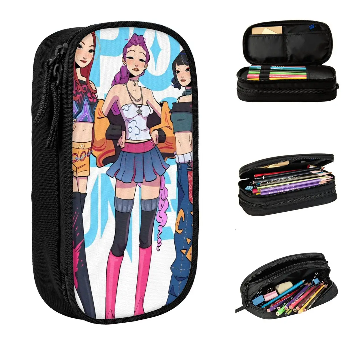 

Saja Boys Kpop Demon Hunter Pencil Case Zipper Pencil Box Girls Boys Retro Portable School Pencil Cases Stationery Organizer