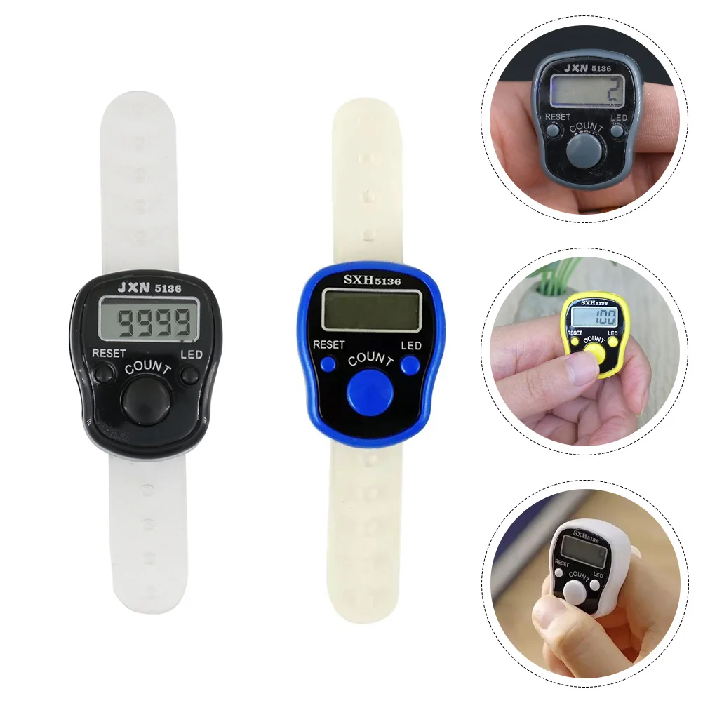 2 Pcs Finger Counter Chanting Tally Buddha Counters Handheld Muslim Plastic Electronic Digital