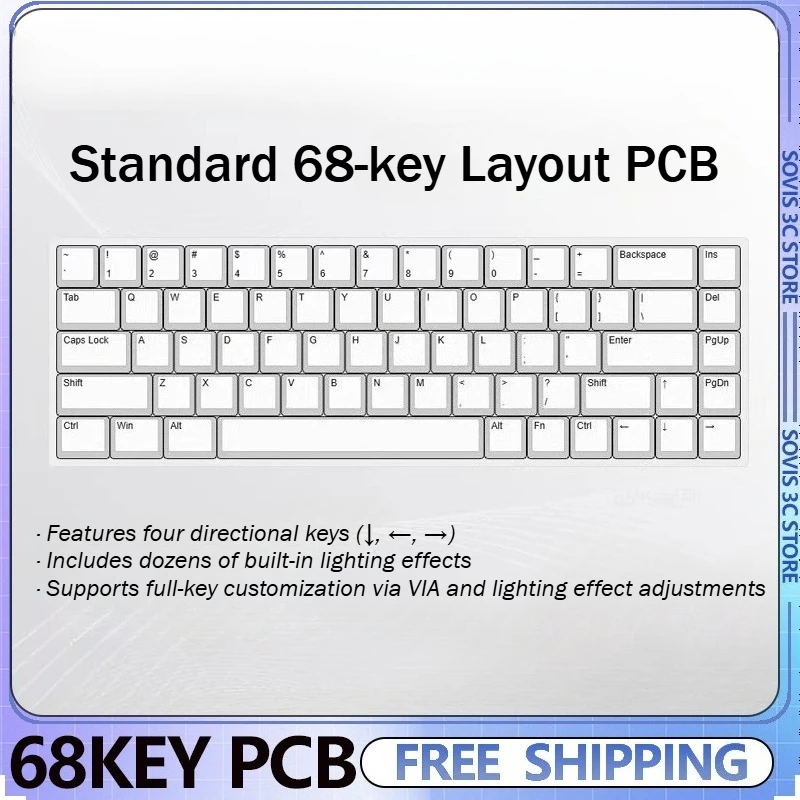 New 68-key Mechanical Keyboard PCB Wired Custom RGB Backlit Keyboard Positioning Board for Ace68/MADCATZ  Mad68 Keyboard Shell