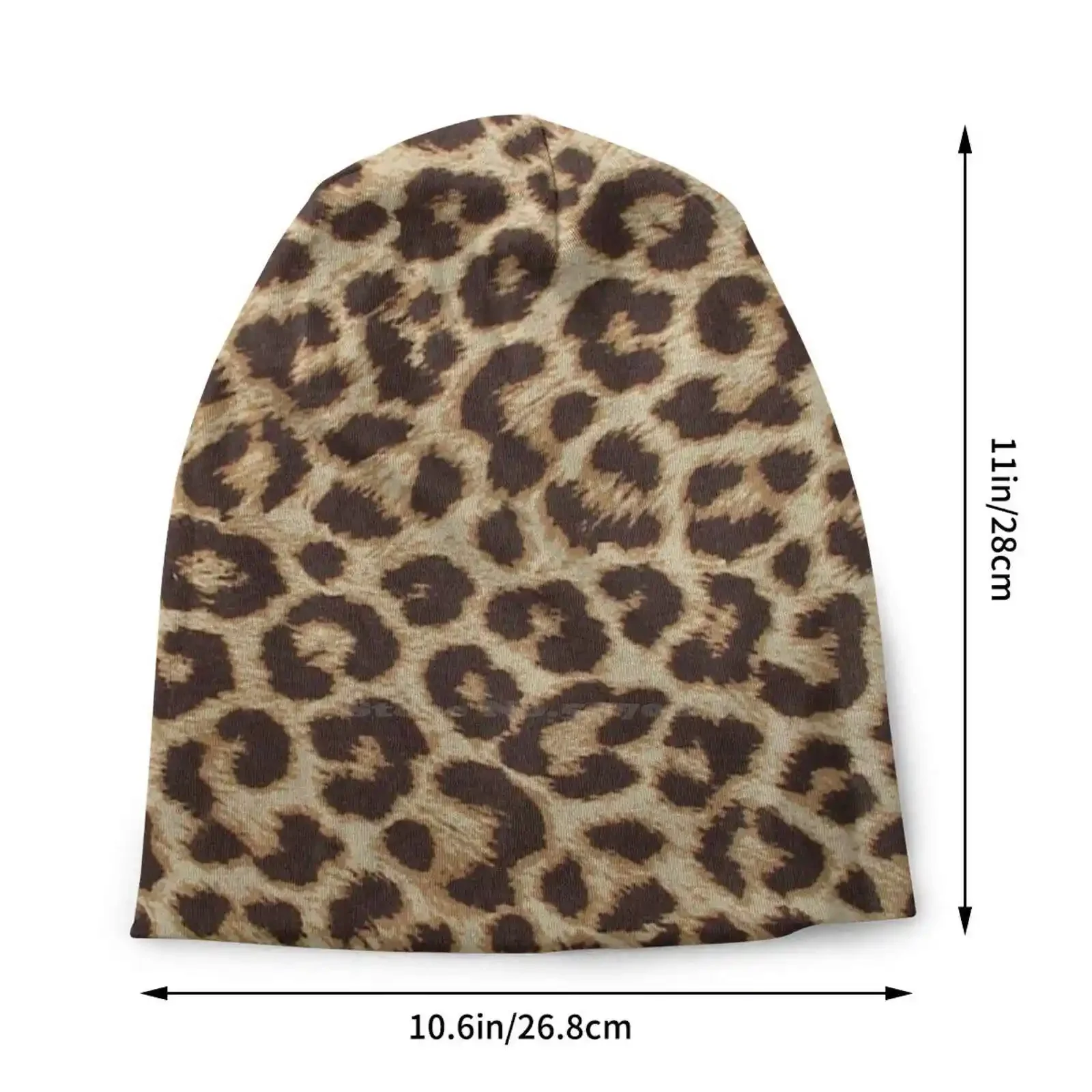 Leopard Print Knitted Hat Warm Beanie Outdoor Caps Cute Girly Modern Abstract Nature Brown Animal Pattern Leopard Pattern