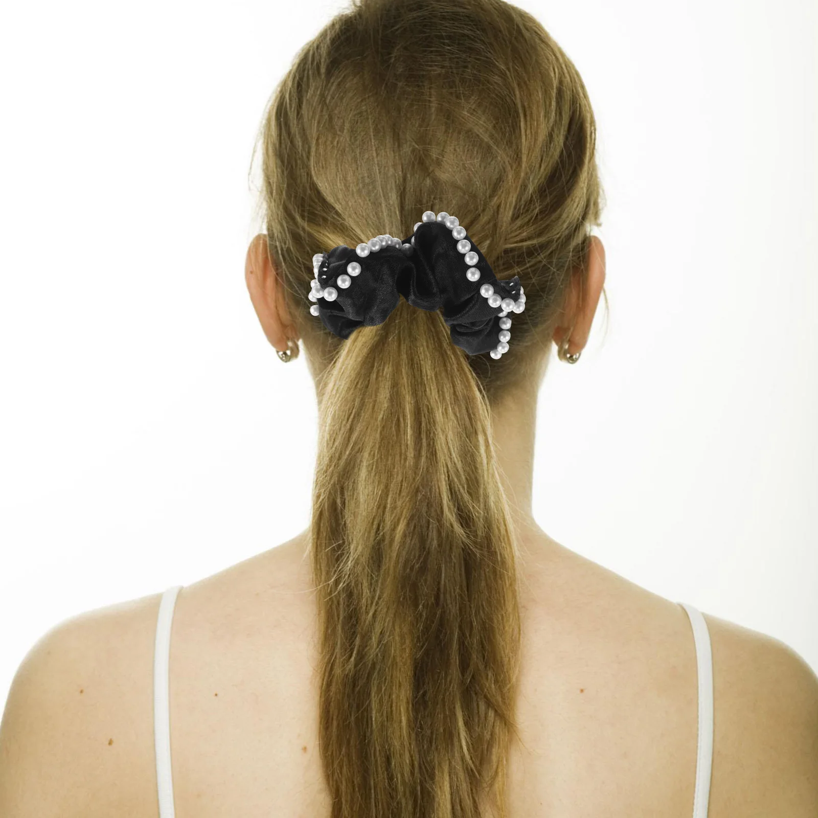 

Large Pearl Hair Scrunchies Double Sided Design Soft Satin Elastic Bands Strong Hold Lightweight Comfortable for Sports