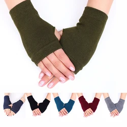 1 paar Winter Half Vinger Handschoenen Gebreide Vingerloze Wanten Warme Manchet Met Duimgat Rekbare Korte Handwarmer Voor Mannen Vrouwen