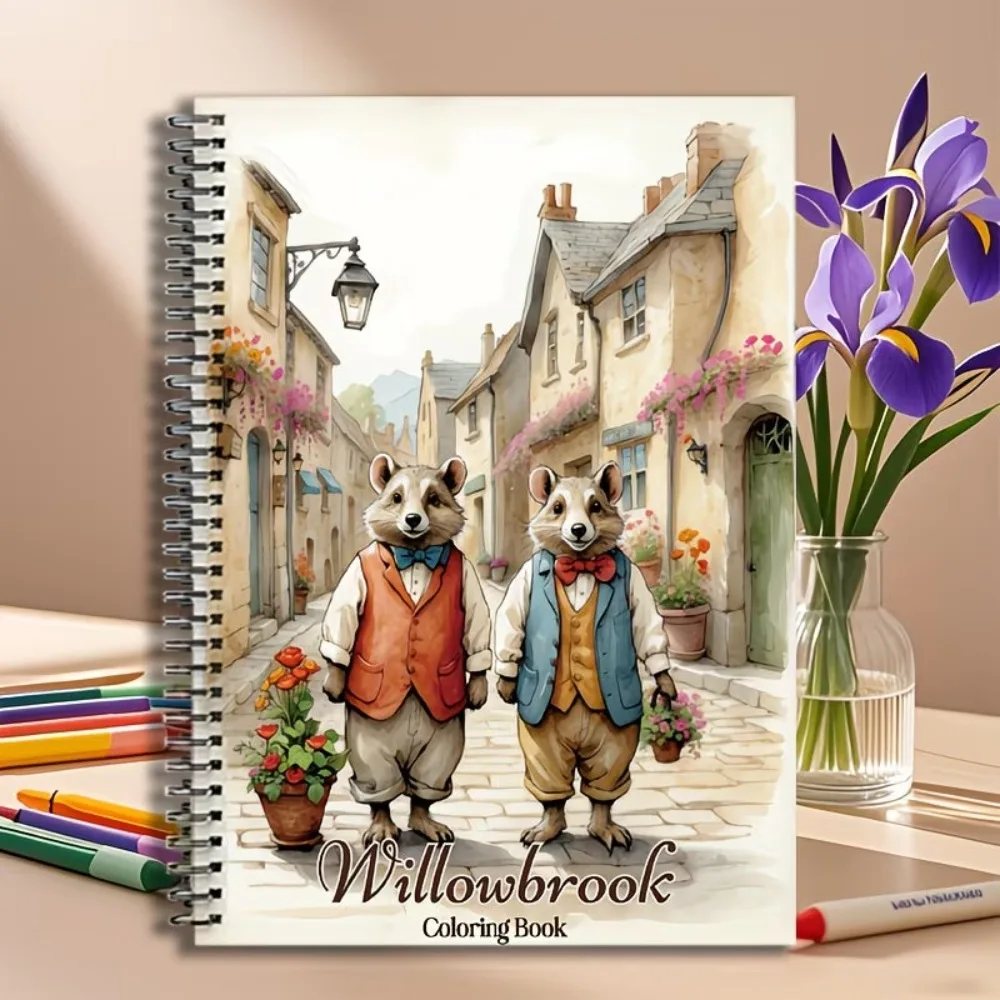 A4 Rural Animals Adult Coloring Book 24 Pages Cute Countryside Creatures Stress Relief Relaxation Gift