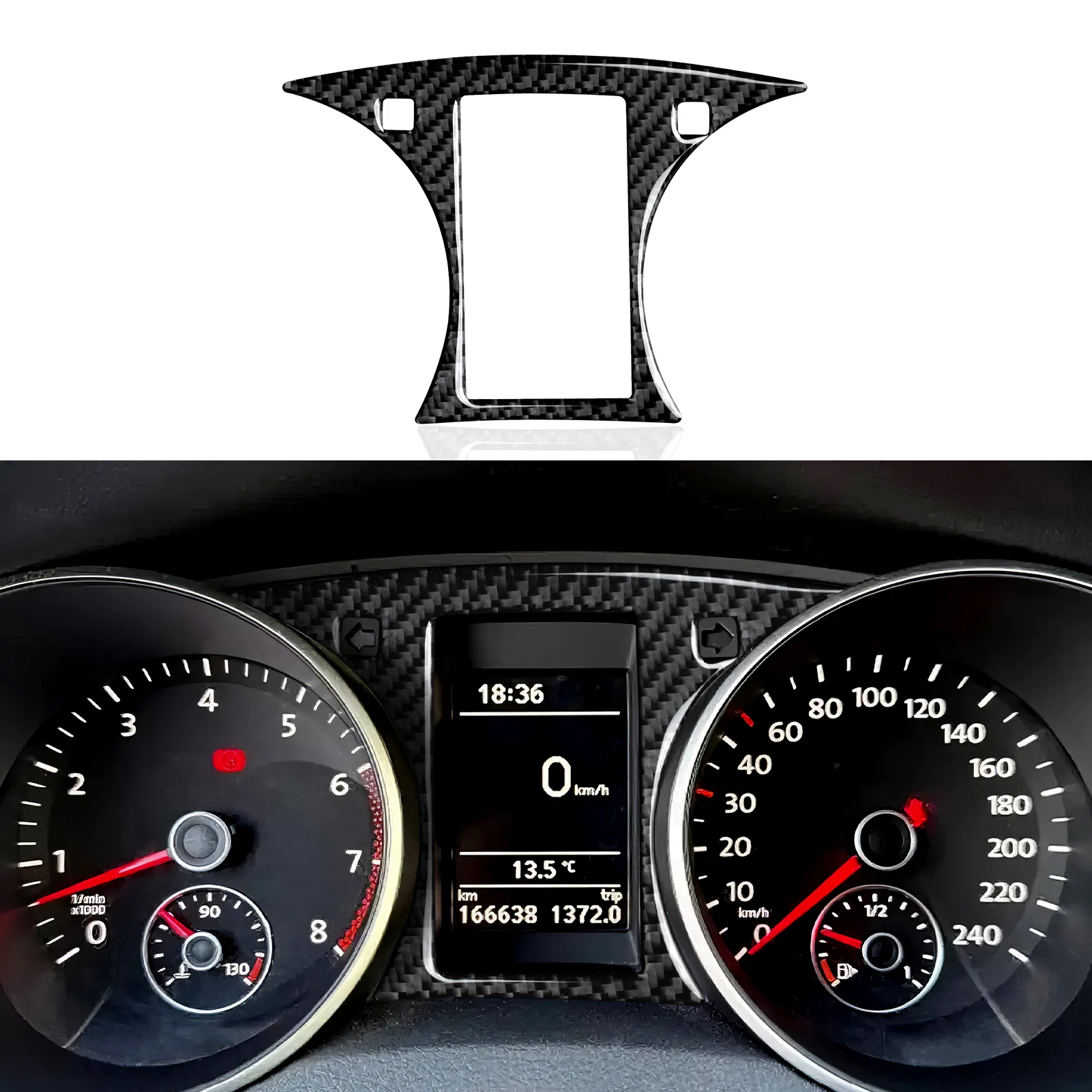 For Volkswagen Golf VI MK6 Plus R GTI (2010-2014) Car Dashboard Speed ​​Display Screen Panel Carbon Fiber Interior Sticker