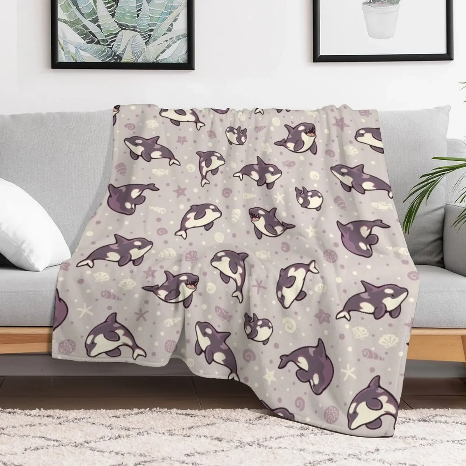 Jelly bean orcas Throw Blanket Soft Sherpa Fleece Warm Blanket for Winter