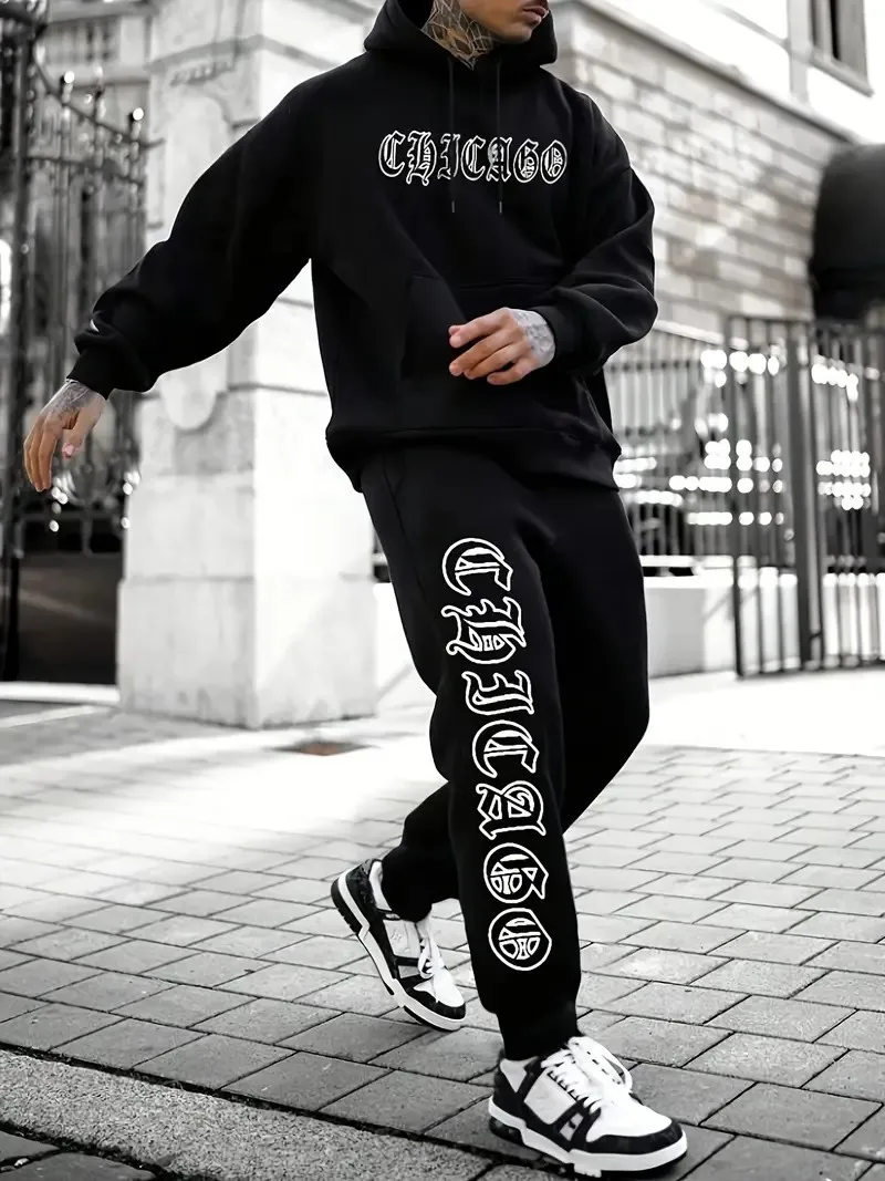 

The new men's set for Spring and Autumn 2025 features a casual fashionable soft and comfortable 3D letter pattern print