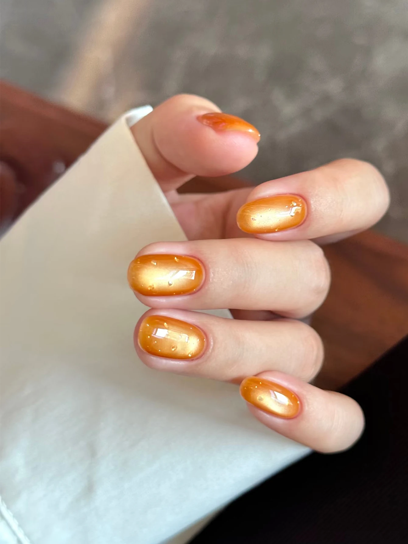 1-24pcs WS Orange Sea Bubble Water Glass Bead Crystal Cat Eye Gel Nail Polish Versatile Nail Art Nail Supplies Orange Nails