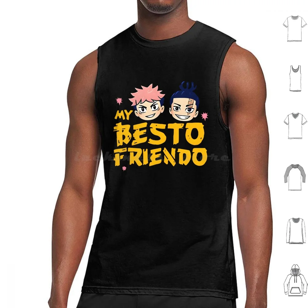 Best Friend Tank Tops Print Cotton Anime Itadori Jujutsu Manga Satoru Sorcerers Gojo Kaisen Satoru Gojo Sukuna Yuji