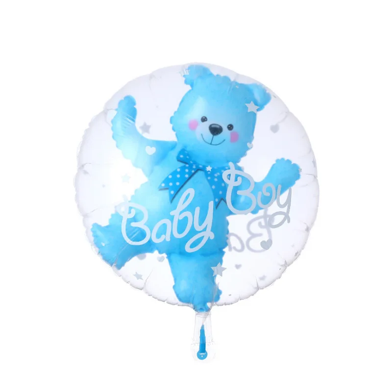 5pcs/lot Baby Boy Girl Bear bubble balloons Transparent Ball in Ball with Heart Baby Shower Birthday Party Decorations