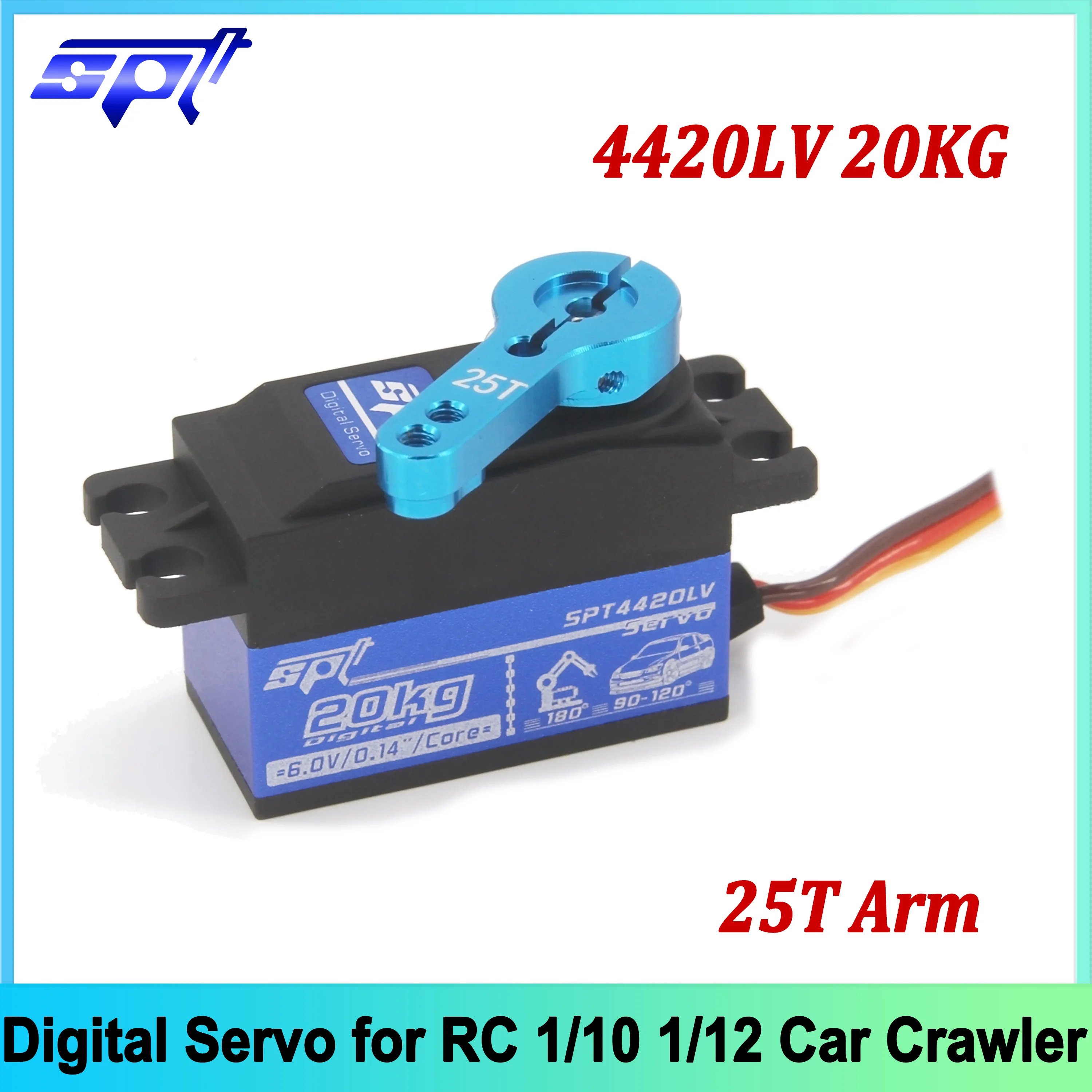 SPT 4420LV 20KG Metallgetriebe Digital Servo Kurzer Körper Niedrigprofil 25T Arm für 1/10 1/12 RC Auto Flugzeug Roboter SCX10 TRX4 Wltoys