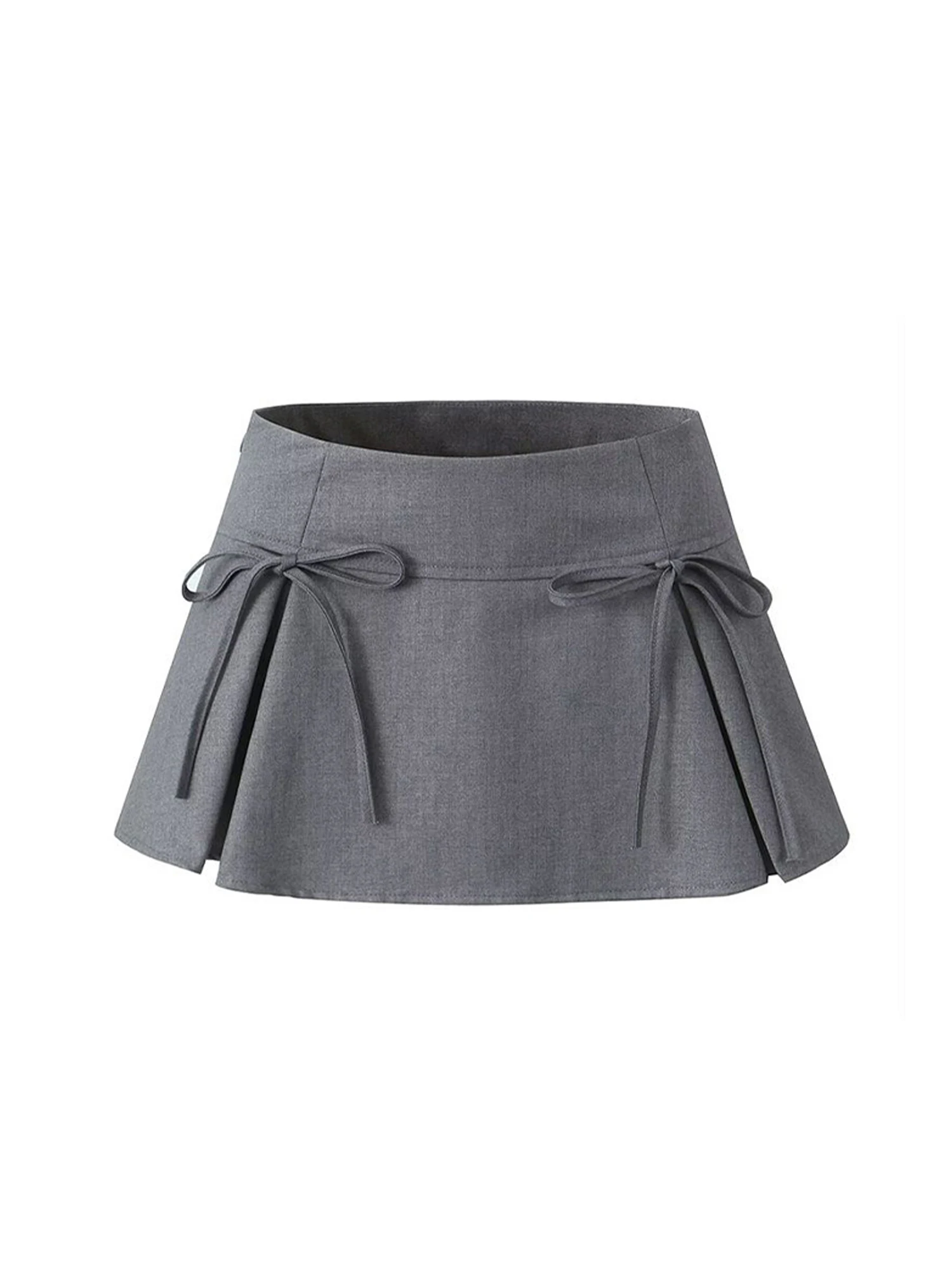 

Женская серая юбка, винтажная эстетичная мини-юбка в консервативном стиле с низкой талией, Harajuku Y2k, юбки трапециевидной формы на шнуровке, летняя одежда 2000-х годов