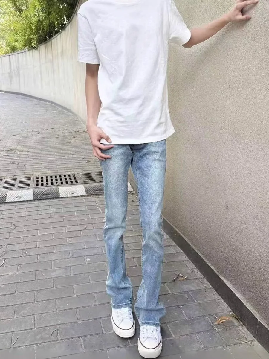 

Retro Washed Straight Leg Men's Jeans High Street American Style Loose Fit Slimming Long Trousers Trendy Casual Jeans