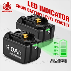 Rechargeable 18V 9.0Ah Lithium Battery With Display 9000mAh High Capacity Portable Chainsaw Battery For Makita Power Tools