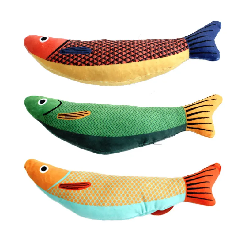 22CM Cat Toy Fish Plush Stuffed Toy for Cat Training Entertainment with Catnip Sound Toys Fish-Shaped Anti-Bite Pet Supplies