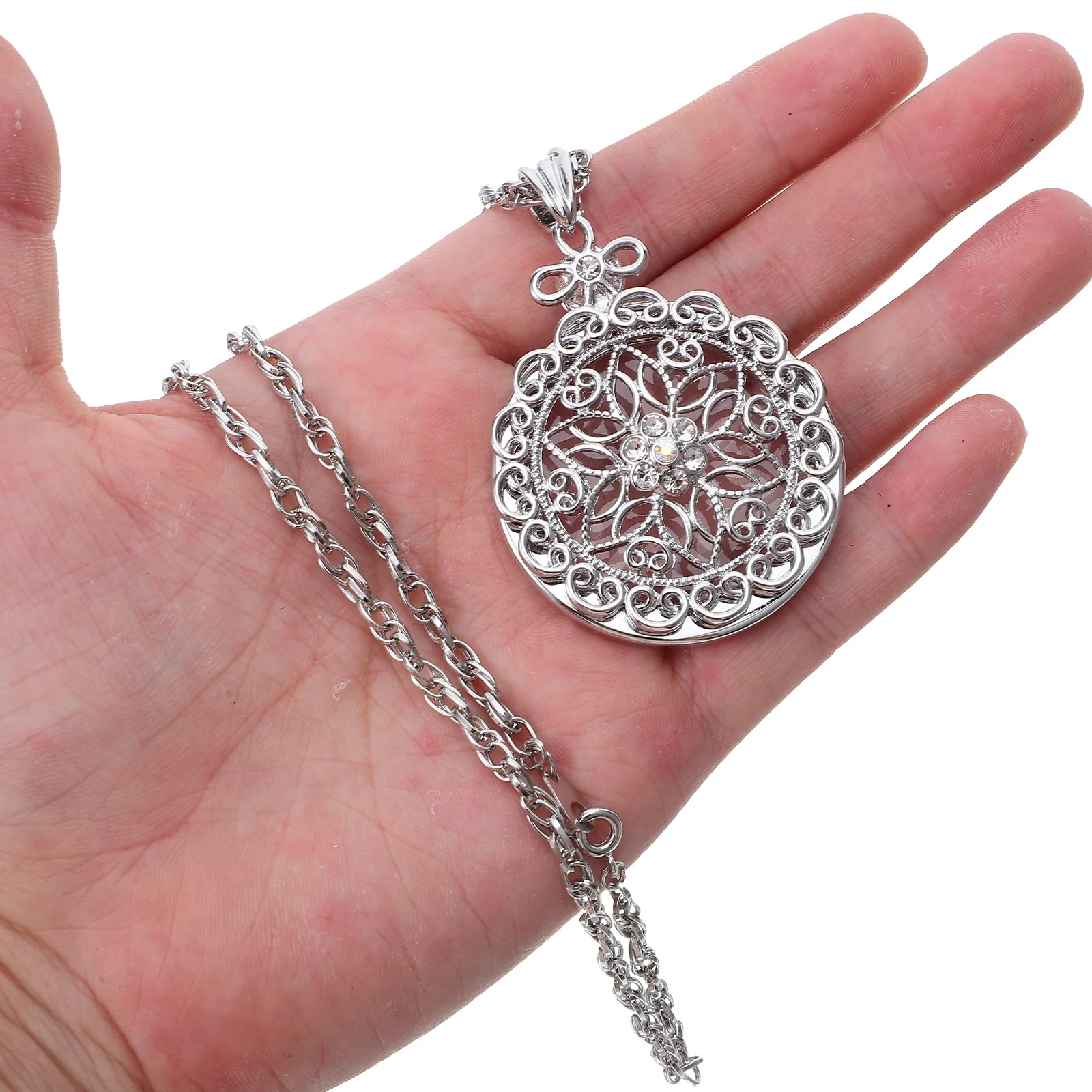 

3X Magnifying Glass Necklace Pendant Portable Jewelry Magnifier For Reading Books Coins Crafting Sweater Chain Loupe For Women