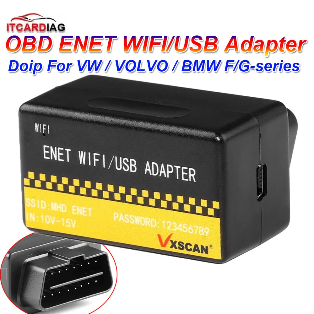 

VXSCAN OBD ENET WIFI/USB DOIP-адаптер для VW/VOLVO/BMW F/G-серии, совместимый с BimmerCode E-SYS Bootmod3 Ethernet