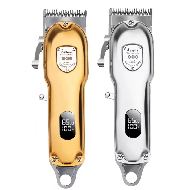 

Resuxi JM-101 Metal Big Gold Silver Men Stylists Custom Barbers Professional Cordless Electric Hair Clipper