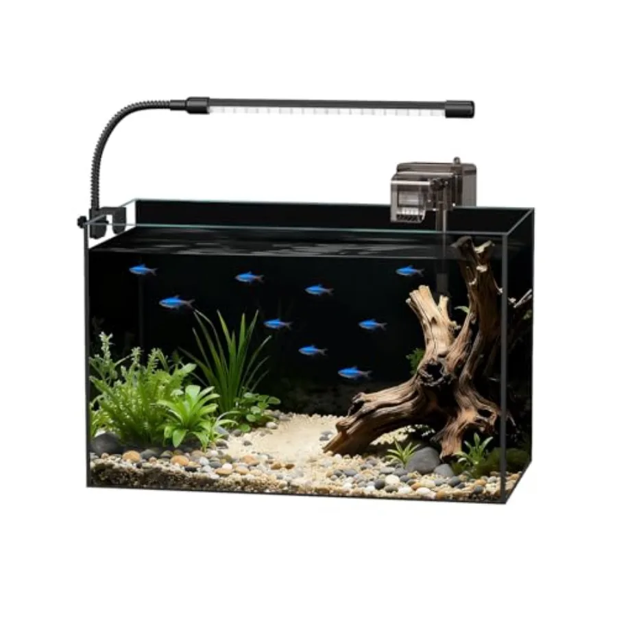 

Glass Fish Tank Kit Betta Fish Tank Aquarium Starter Kit with Filter Lights Lid for Betta Goldfish Small Fish or shrimg