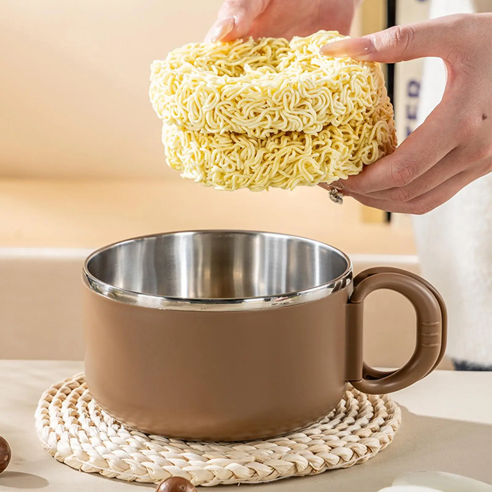 Noodle Soup Bowls With Lid 1200ml Portable Drainage Leak-Proof Instant Noodle Soup Bowl For Home Dorm Office Apartment Outdoor