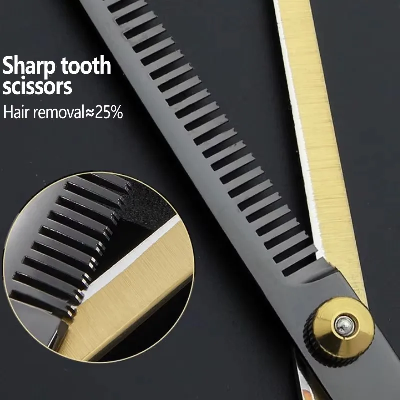 6-Zoll-Friseurscheren-Set Haarschneidescheren Friseurzubehör Professioneller Stielkamm Umhang-Set – Detail 4