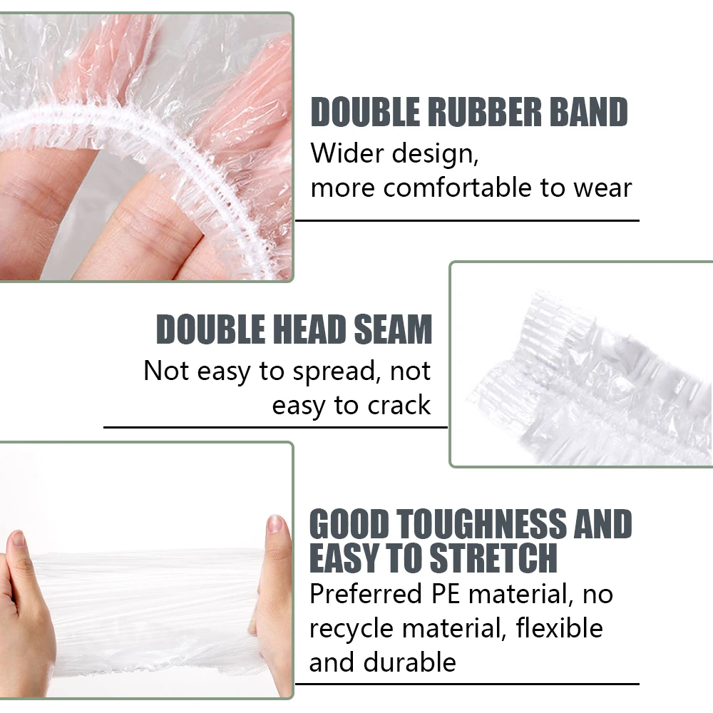 50/100Pcs Disposable Shower Cap Elastic Mesh Shape Waterproof Non-woven Bath Hat for Extension Clear Beauty Hair Hat Shower Cap