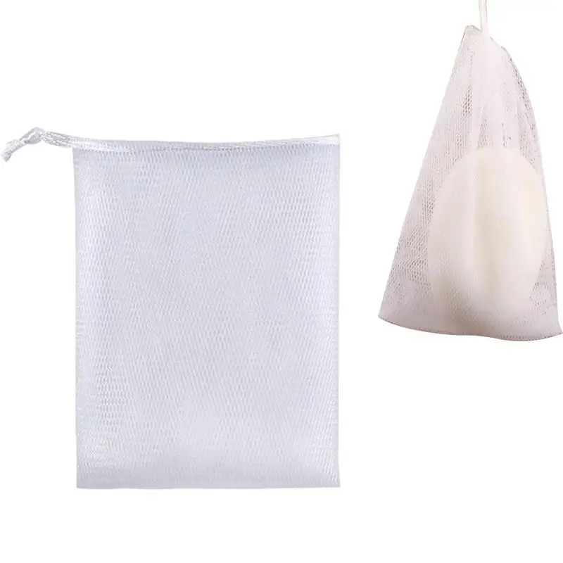 Soap Saver Bag Double-Layer Mesh Saver Drawstring Bag Exfoliating Bag and Soap Pouch Face Wash Milk Foaming Net for Bubble